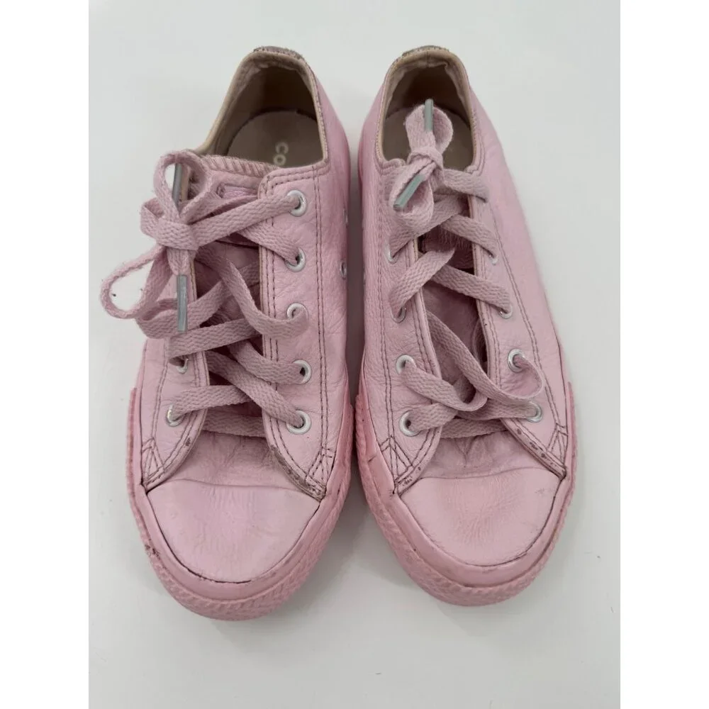 Converse Youth Pink Leather Chuck Taylor Low-Top Sneakers US 3 / EU 35 Lace-Up R